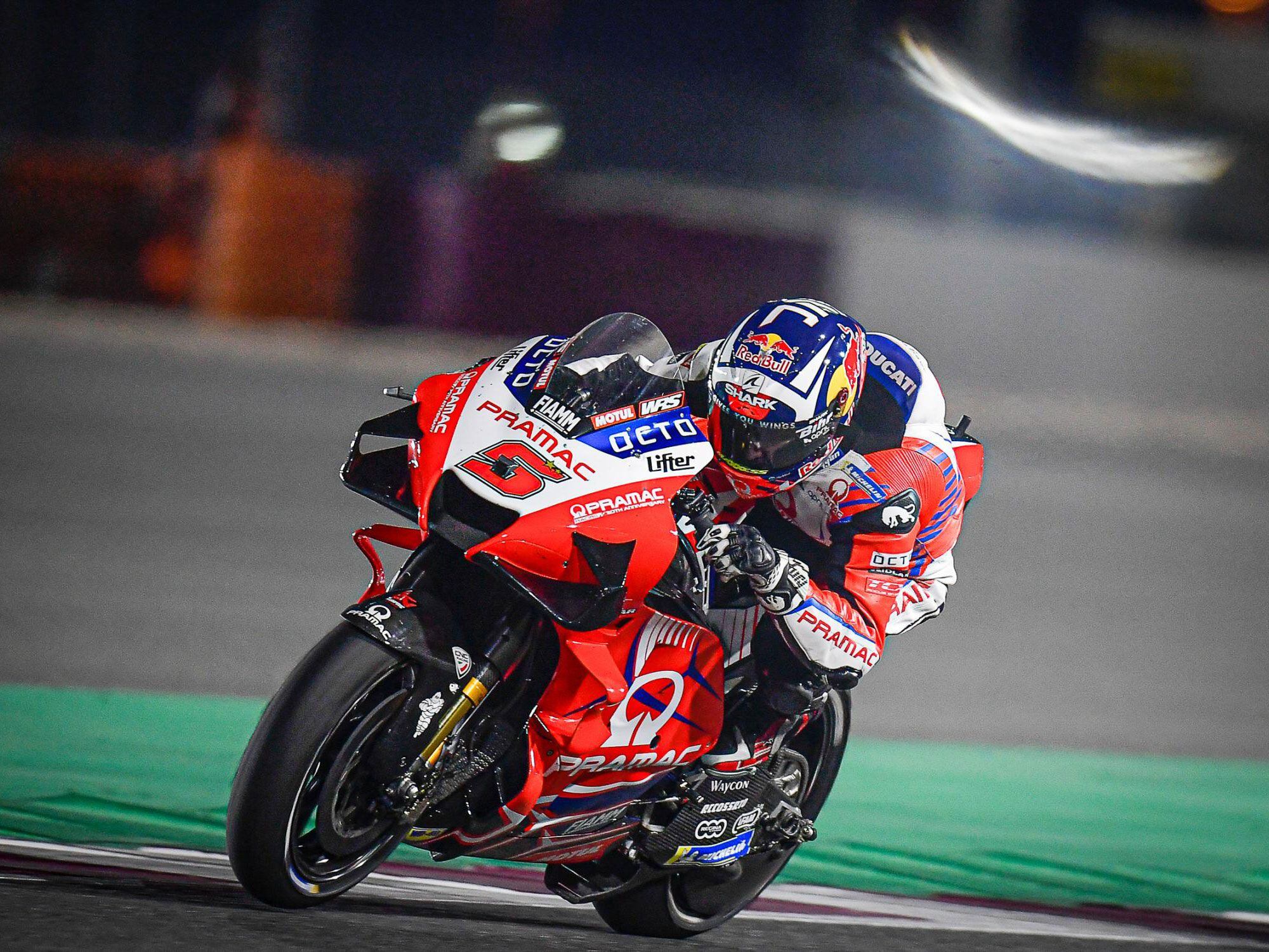 Johann Zarco put his Ducati into second by saving his tires and energy.