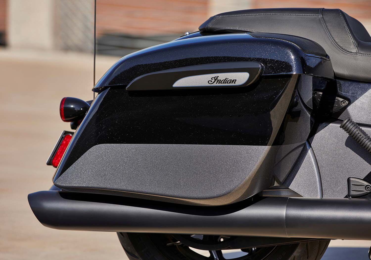 Lockable and weatherproof saddlebags give you 18 gallons of capacity.