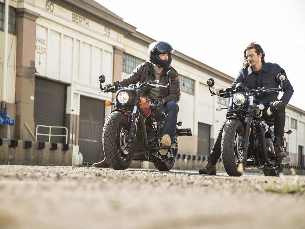 2018 Indian Scout Bobber vs. Triumph Bonneville Bobber Black Cycle