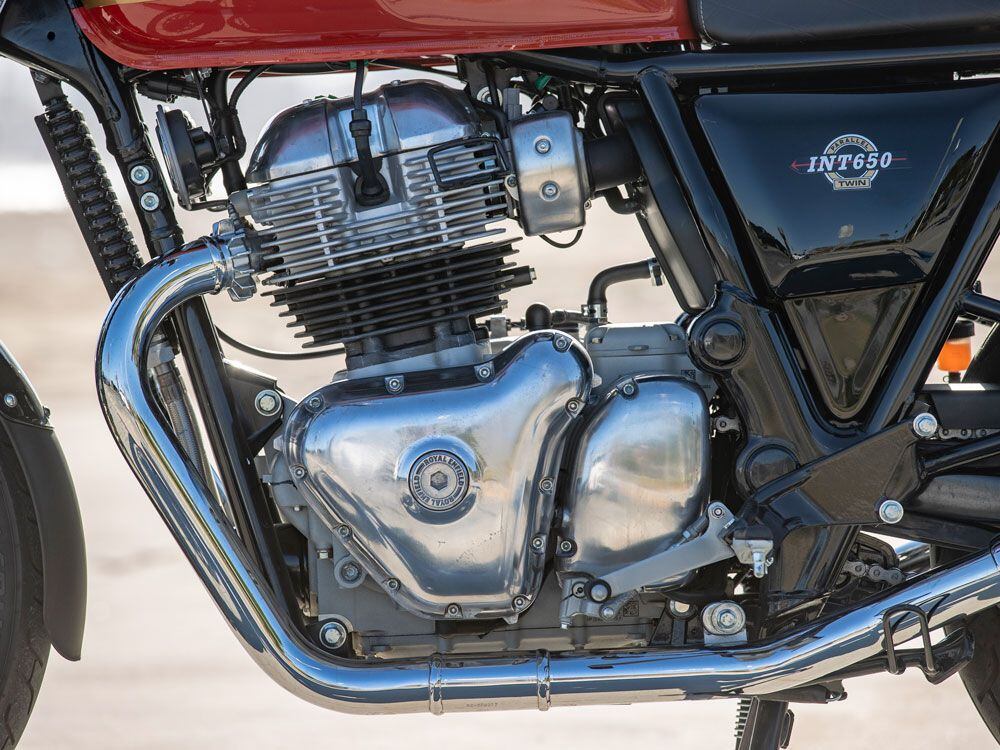 A 648cc parallel twin propels the INT650 down the road comfortably with a 60 mpg average fuel economy.