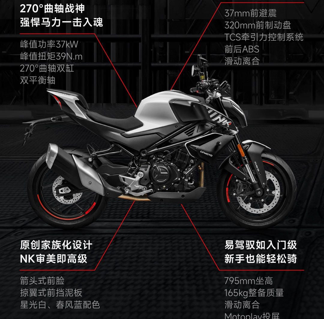 The naked CFMoto 450NK has been officially launched.