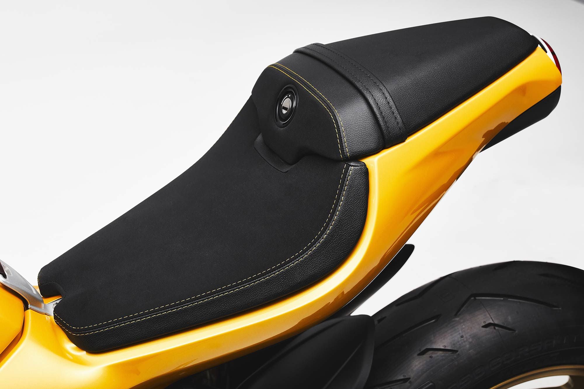 Tell your passenger to hang on tight—the Superveloce is really a rider-only bike, though it does come with passenger pegs and a vestigial passenger seat.