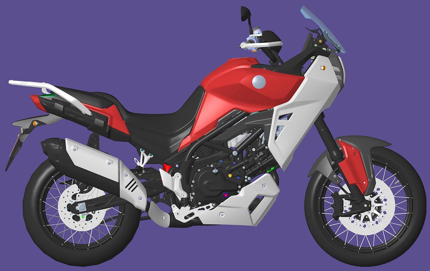 Adventure cues aside, the bike looks to be more road oriented, with 19-inch front and 17 rear wheels.
