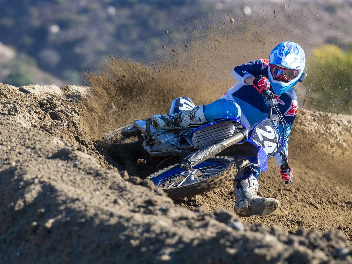 “The YZ250F’s low-end power and torque feel throughout the rpm range are unmatched, and with the updates made to the cylinder head and intake for 2021, it is comparable to most of the other bikes in the upper part of the rpm range.” <em>—Andrew Oldar</em>