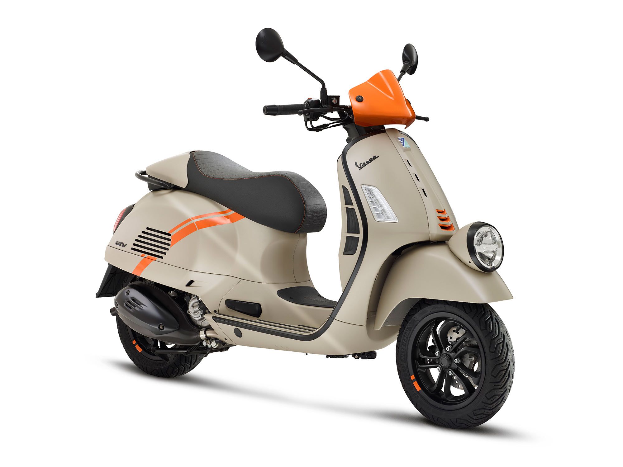 The 2023 Vespa GTV features a nice little retro touch, mounting the headlight on the bike’s front fender, just as much earlier Vespas did.
