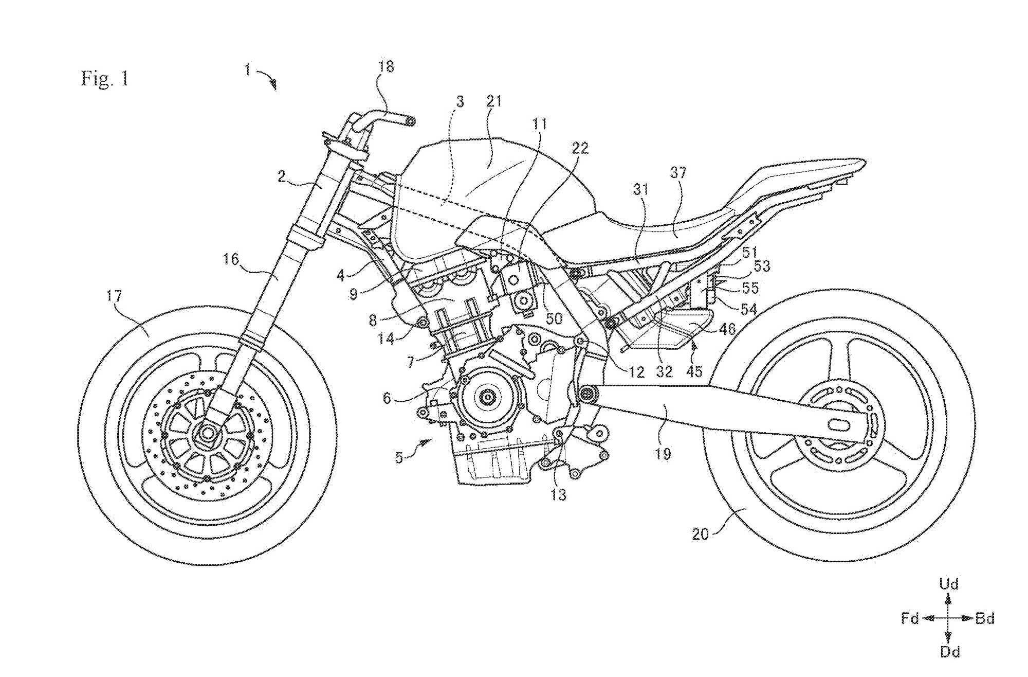 A new patent shows an SV650-style machine built around a DOHC 700cc engine design.