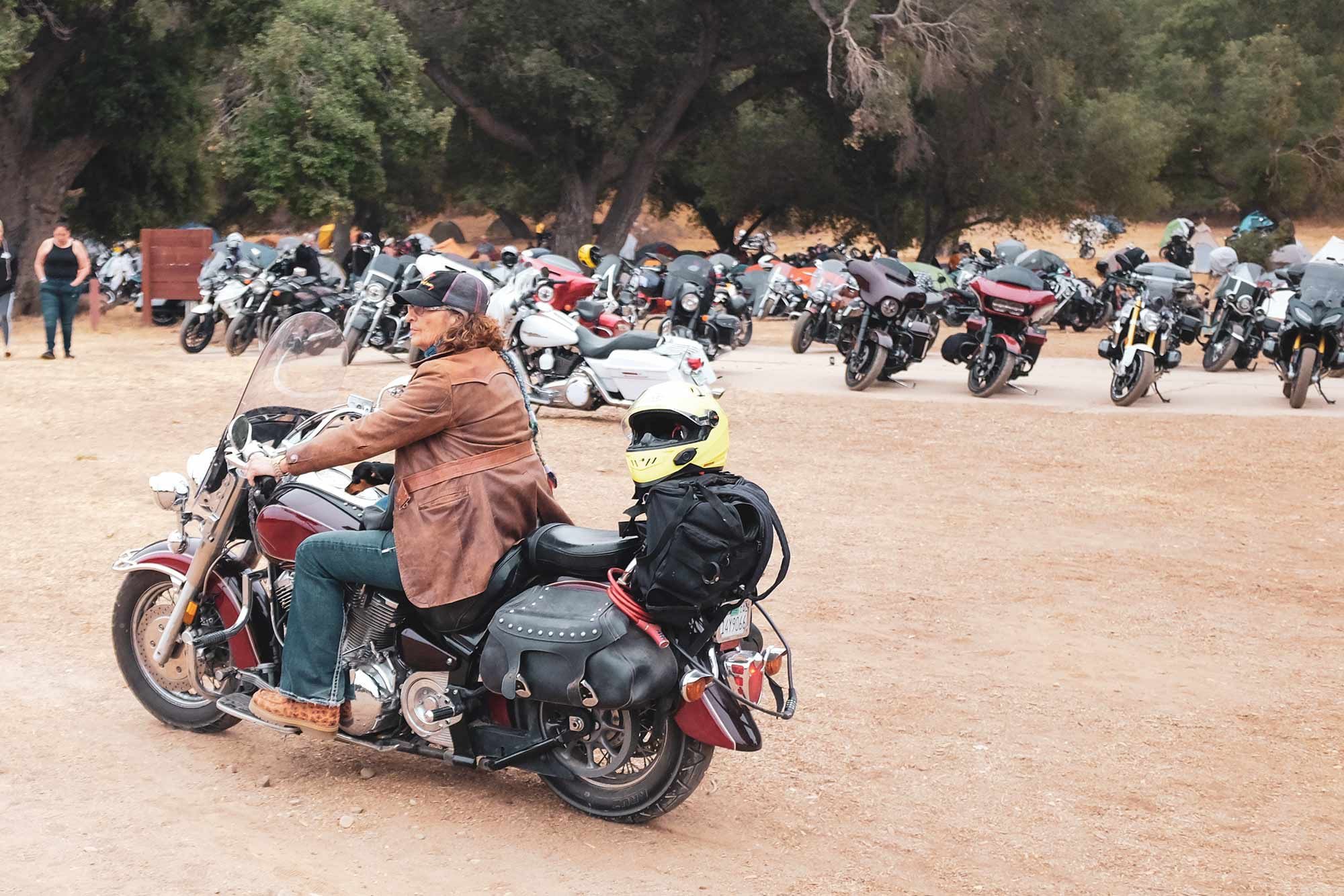 Bagged and tagged. Attendees check into the VIP motorcycle camping area at BRO 8.