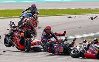 MotoGP racers crash at Sepang race