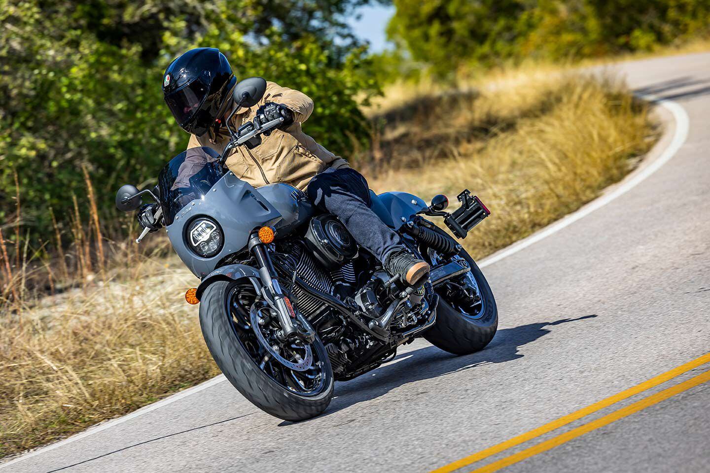 An LED headlight is joined by combo turn signal/brake lights.