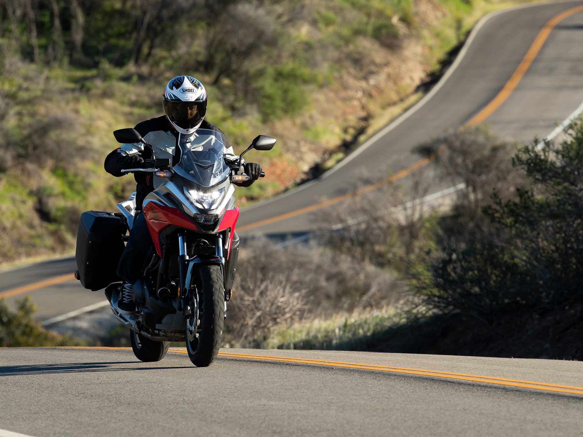 Ride modes change the character of the NC750X DCT from easy commuting to backroad fun.