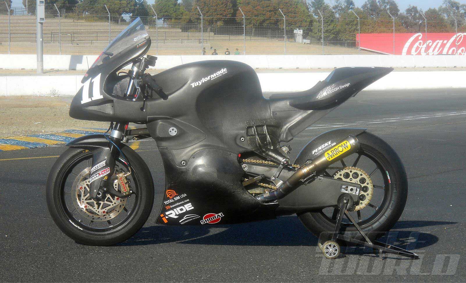 This Moto2 concept from Taylor Made combined the frame, fuel tank, and bodywork into a single fabrication. The problem here is the cost and effort to make chassis changes.