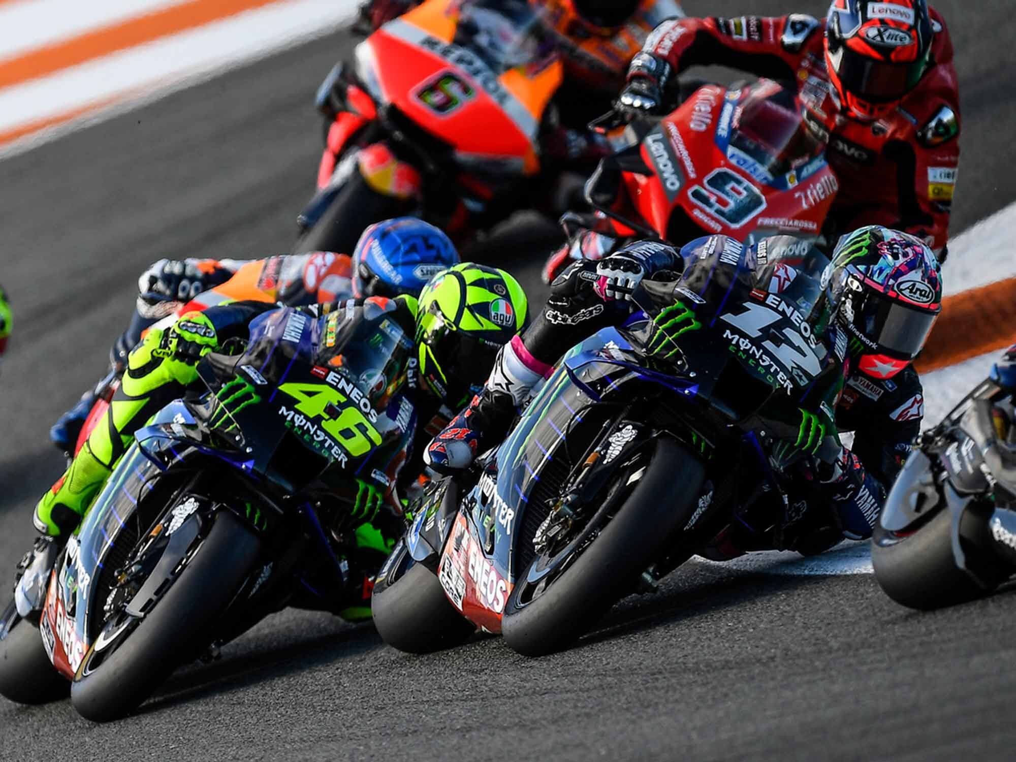 Valentino Rossi (46) was still trying to find his post-COVID-19 footing and finished 12th, while teammate Maverick Viñales (12) finished 10th.