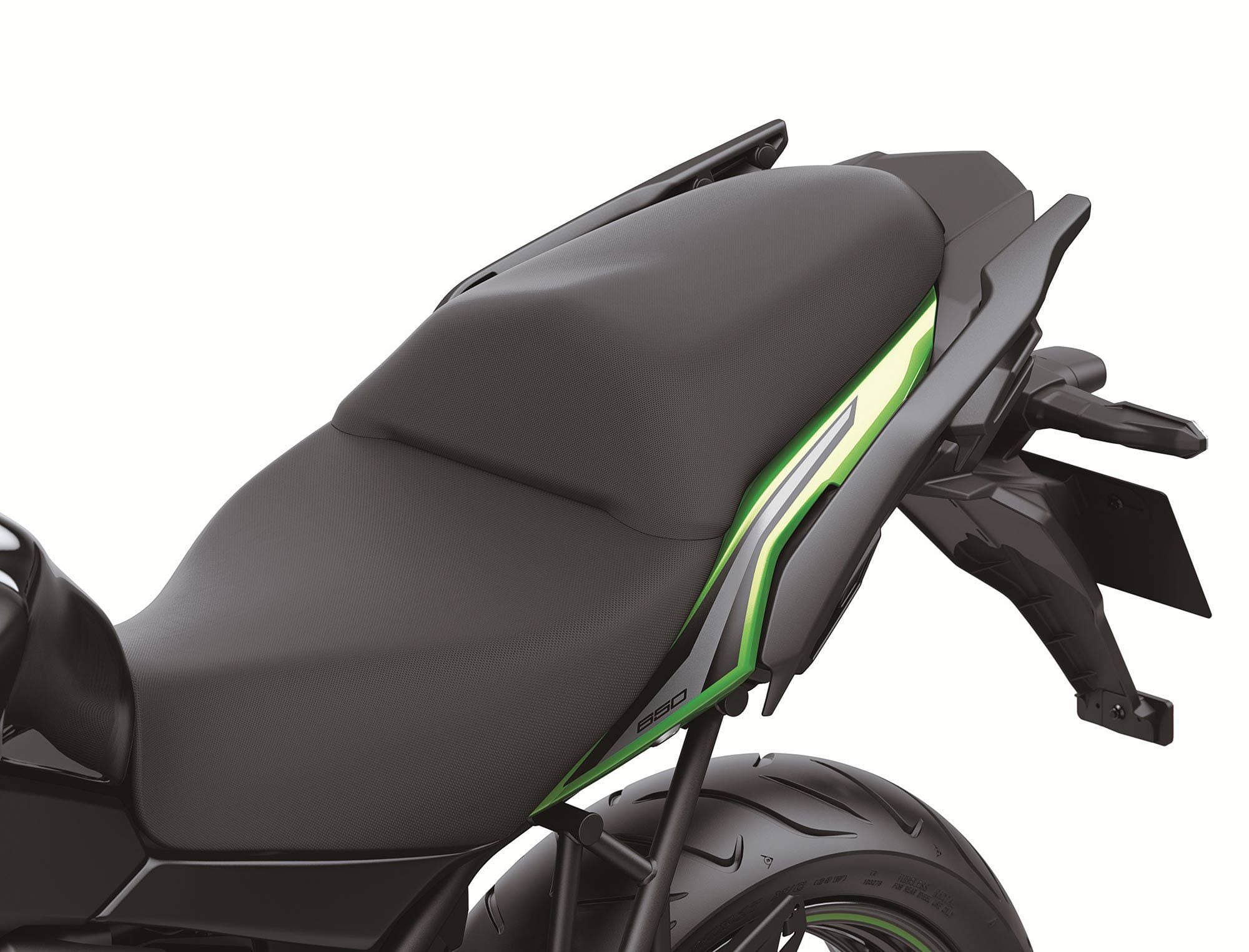 A plush seat is comfortable for many miles of riding.