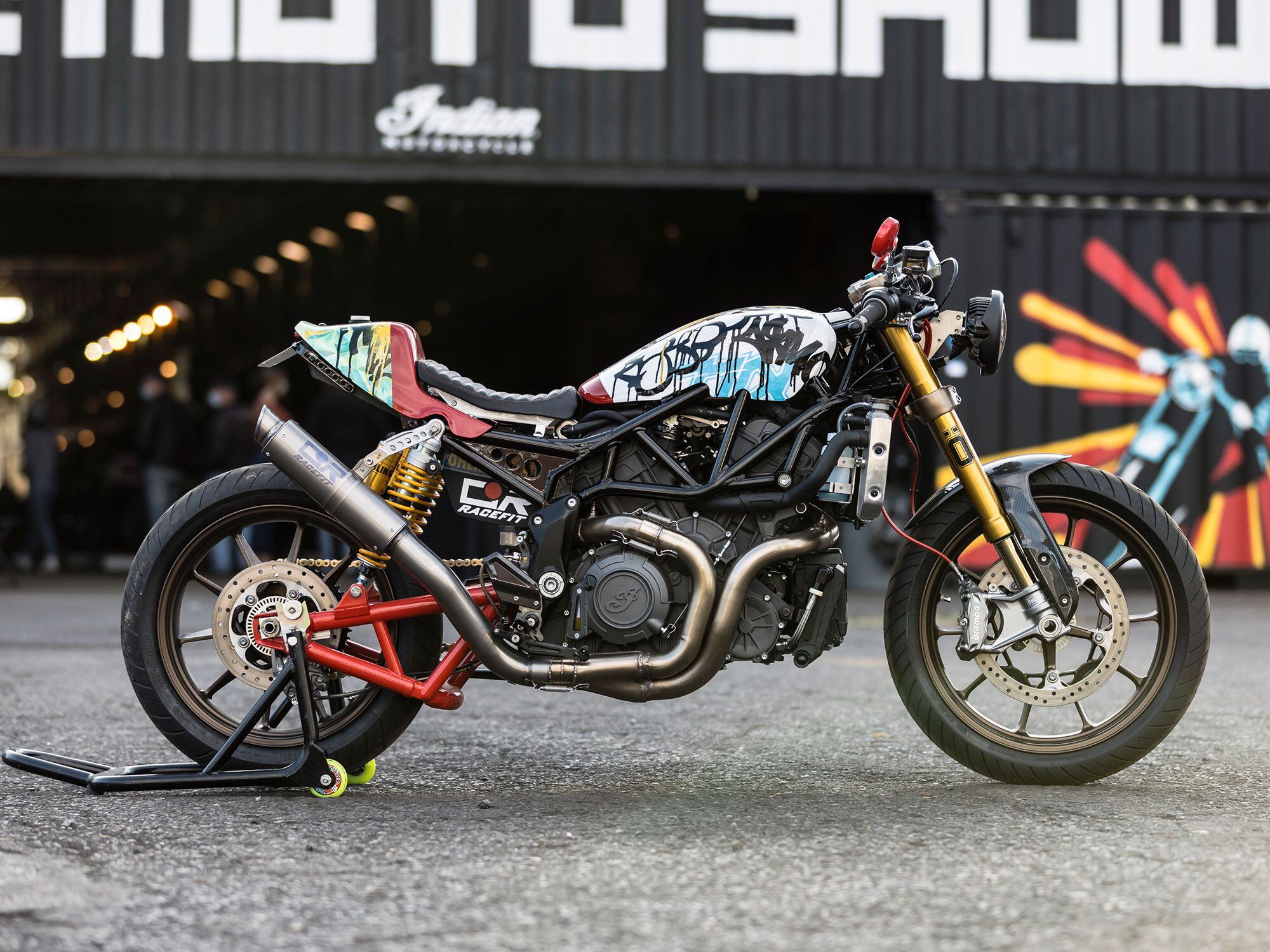 Jeff Wright, also known as @Chvrch, built this custom dual-shocked Indian FTR.
