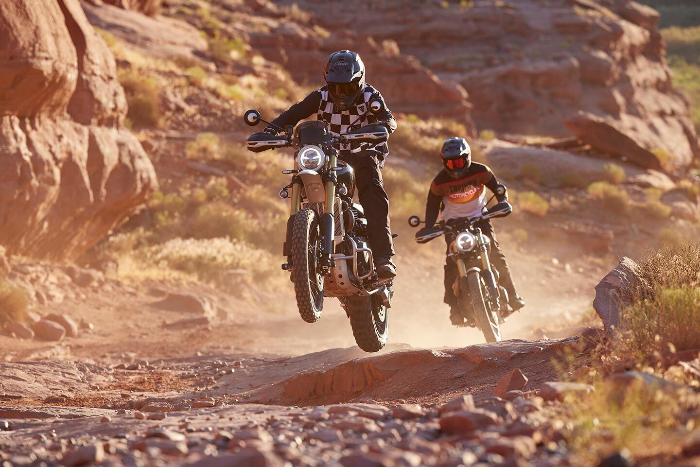 New Marzocchi fork and shocks give the Scrambler 1200 XE 9.8 inches of suspension travel.