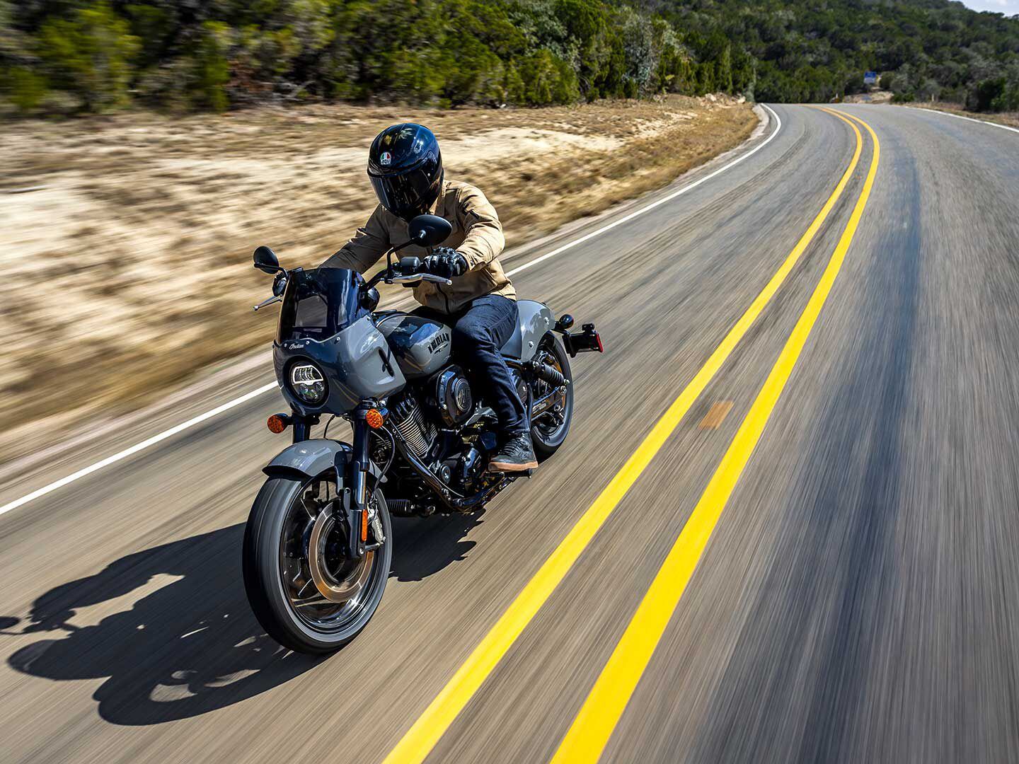 Indian’s 2023 Sport Chief has a great stance, comfortable riding position, and potent engine.