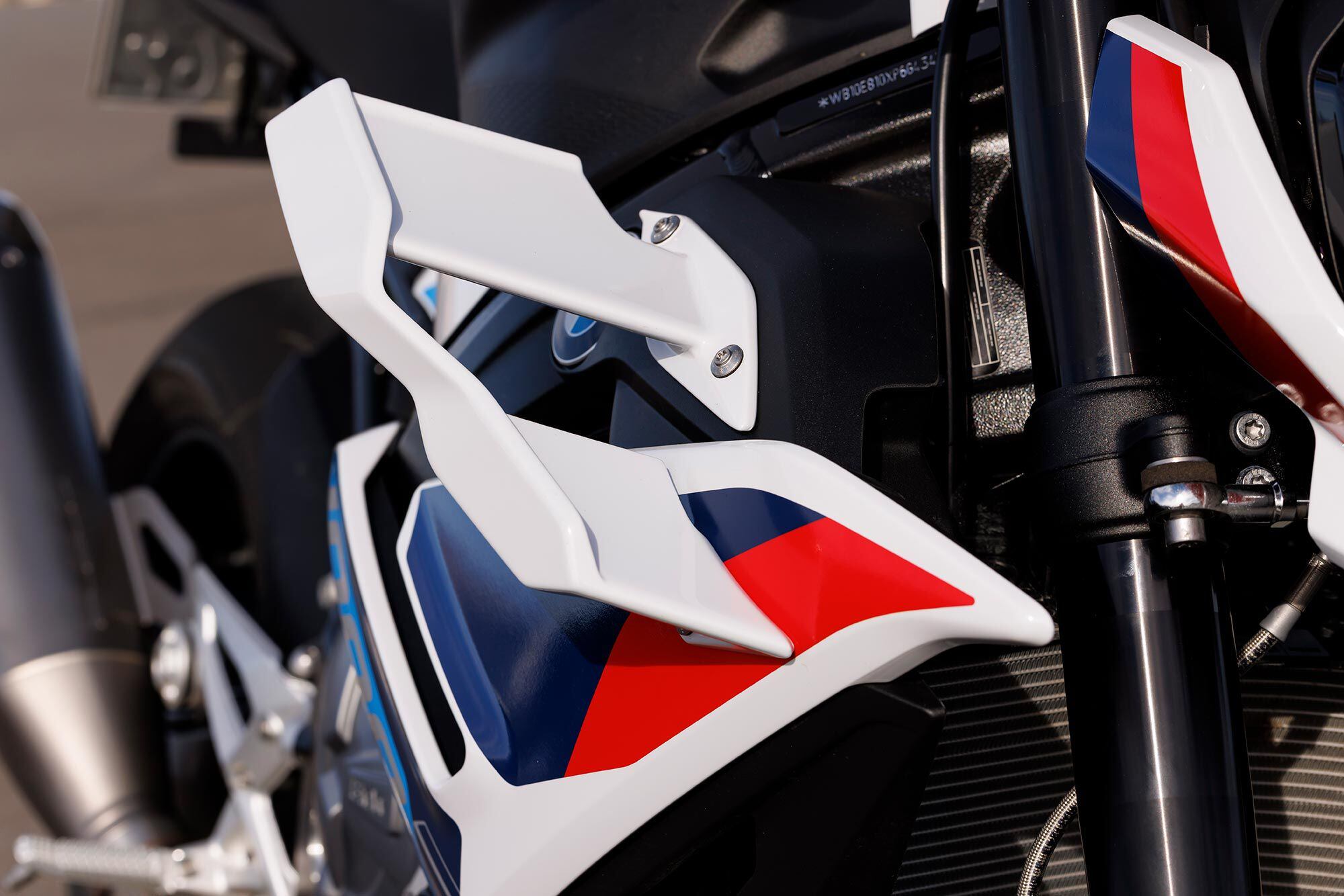 The winglets on the M 1000 R generate 22 pounds of downforce at 136 mph, which gave BMW the confidence to unleash the inline-four’s full 205 hp.