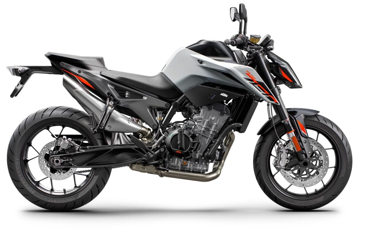 KTM’s LC8c engine, which began life with the 799cc version, is resurrected for the entry-level middleweight Duke. KTM says it’s sold 29,000 790 Duke’s since being introduced in 2017.