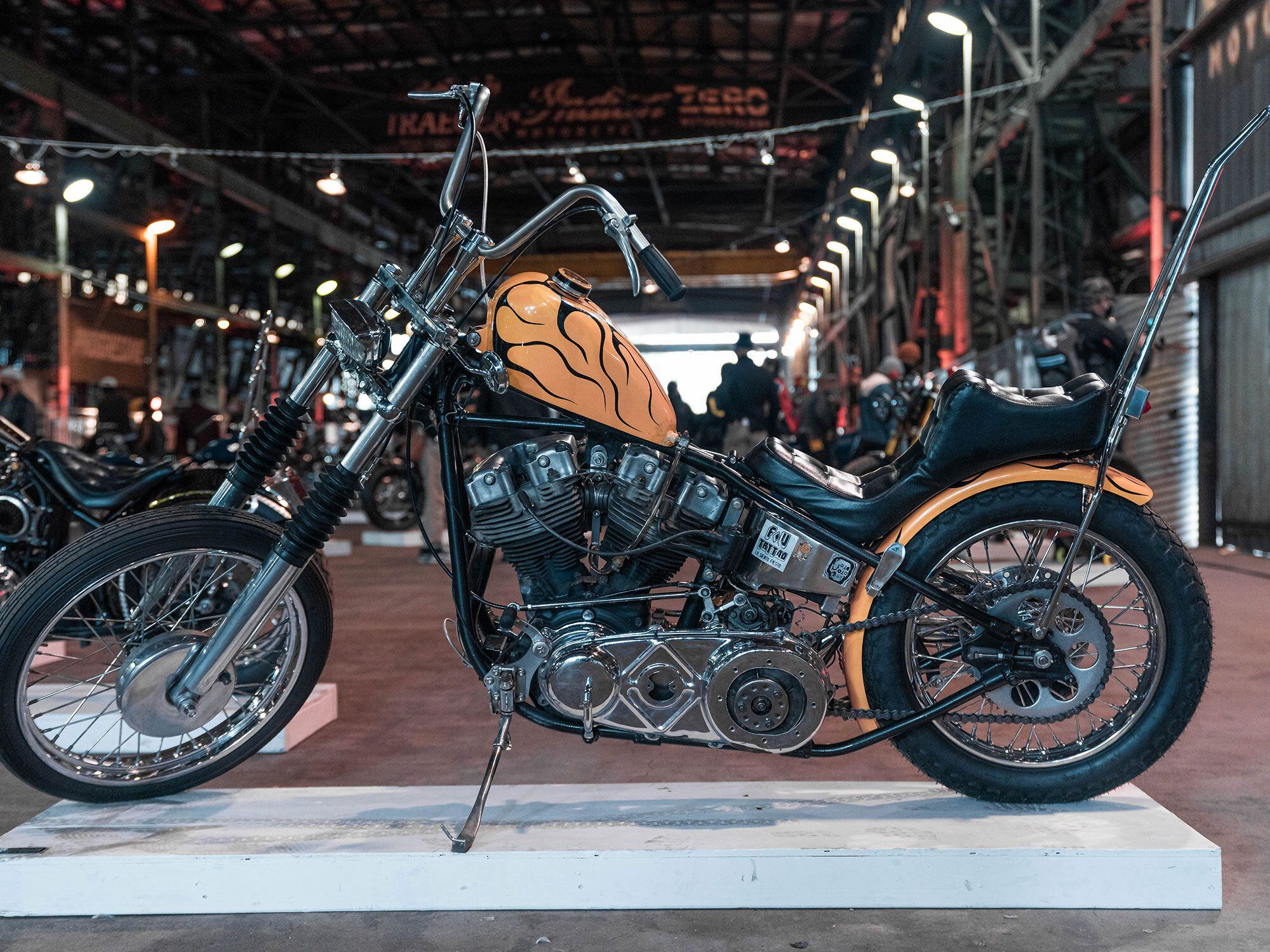 Tyler’s 1980 Shovelhead chopper, named “Sourpuss.”