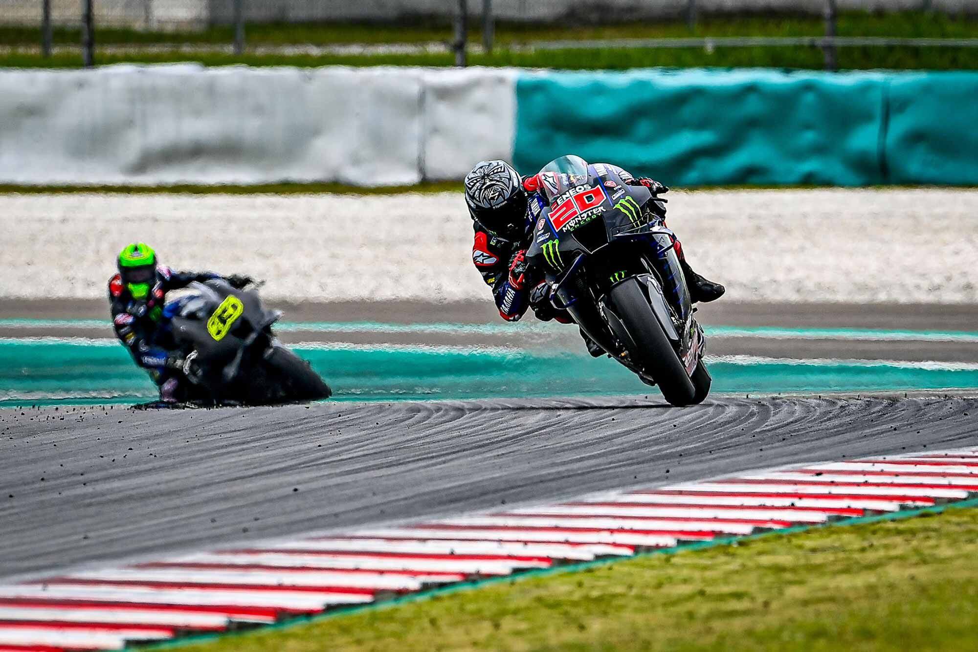 Reigning world champion Fabio Quartararo and Yamaha test rider Cal Crutchlow searched for top speed aboard their YZR-M1s, which proved to be underwhelming.