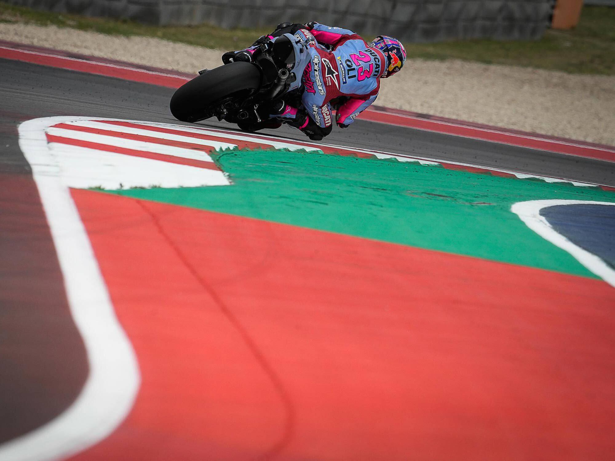 With Marc Márquez still not riding at 100 percent, a COTA victory was up for grabs, and grab it Enea Bastianini did. The Ducati rider qualified in fifth, with the other four bikes in front of him also Ducatis. By the checkered flag, though, things had changed.