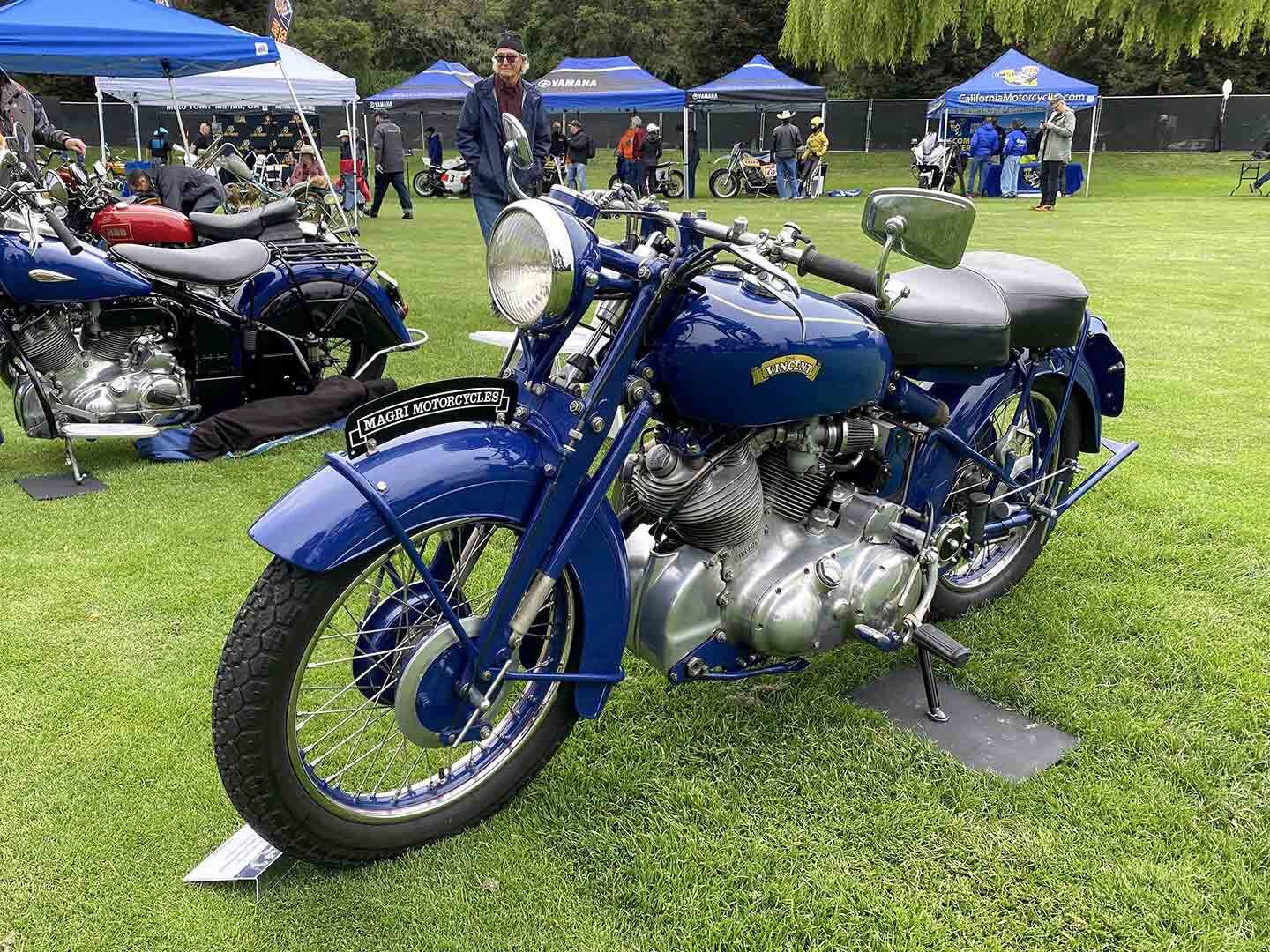 Even though none were finalists in the British class, there were lots of super-clean Vincent examples hanging around too, like this one from Magro Motorcycles.