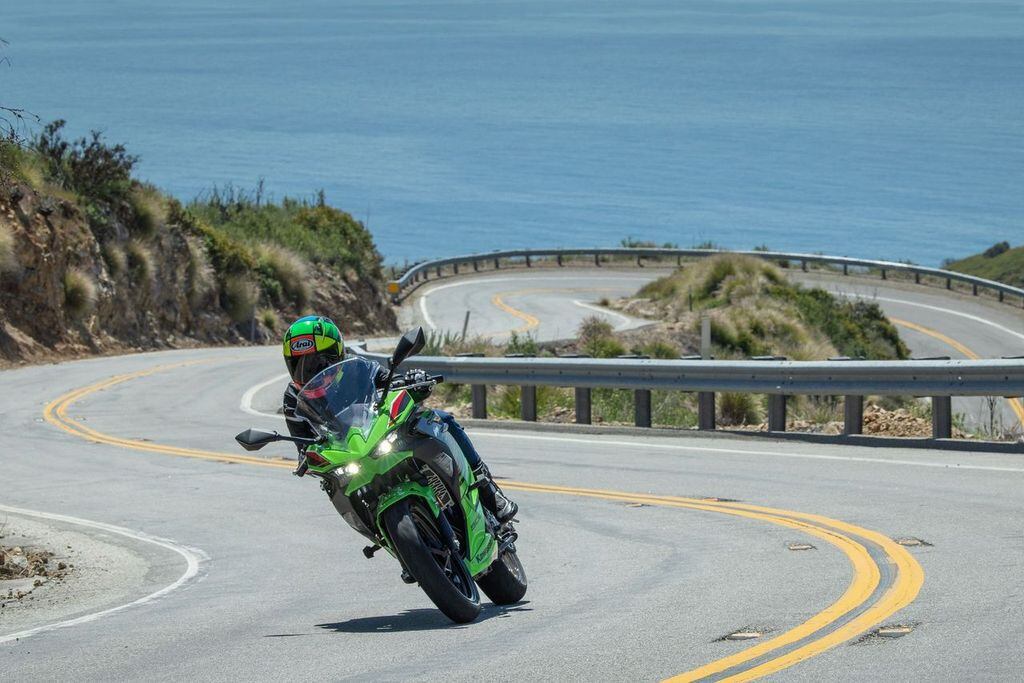 For 2024, the smallest Kawasaki Ninja in the US gets an additional 52cc and updated styling.