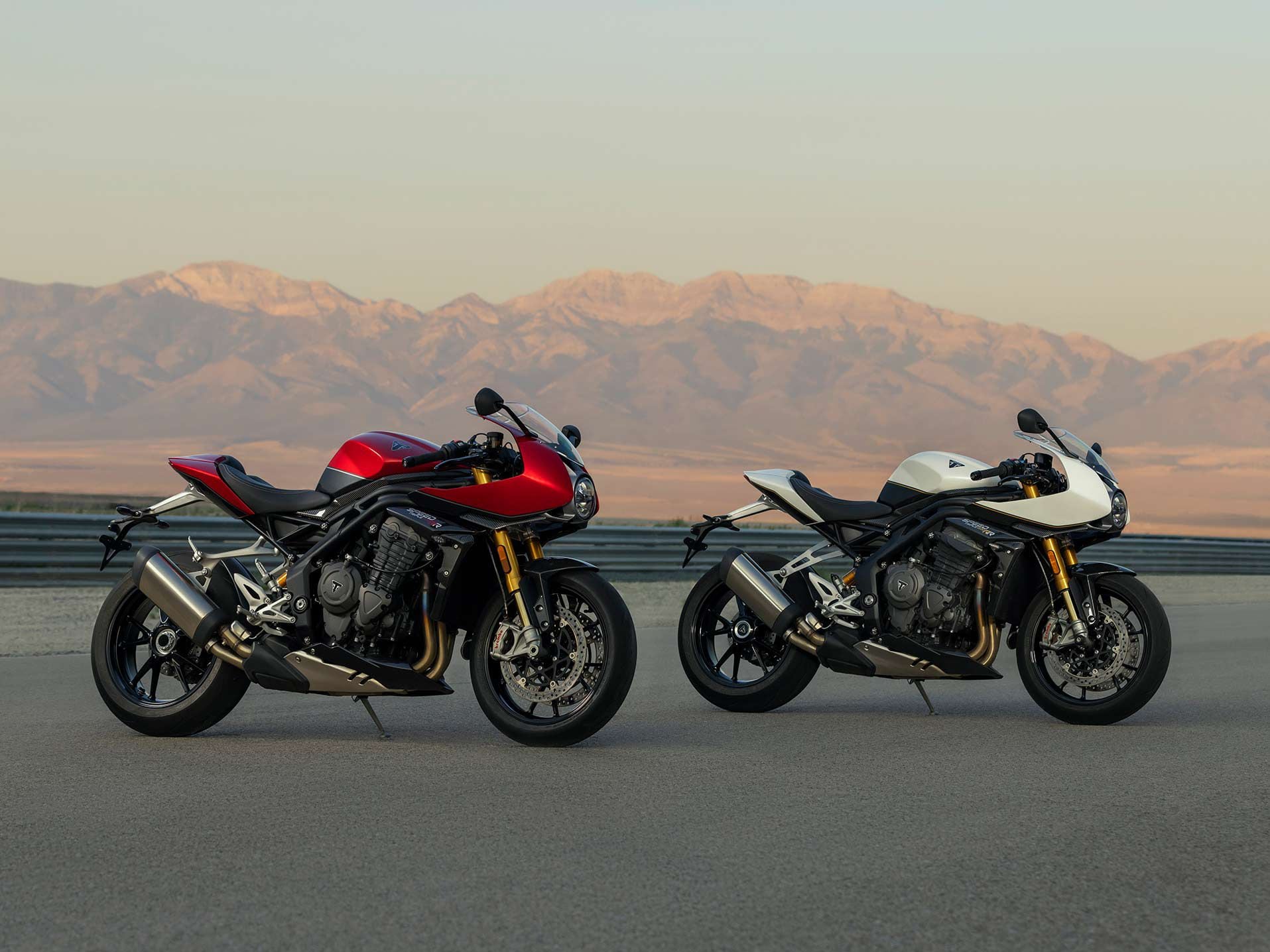 The Speed Triple 1200 RR is available in Crystal White Storm Grey for $20,950 and Red Hopper Storm Grey, which costs an additional $325.