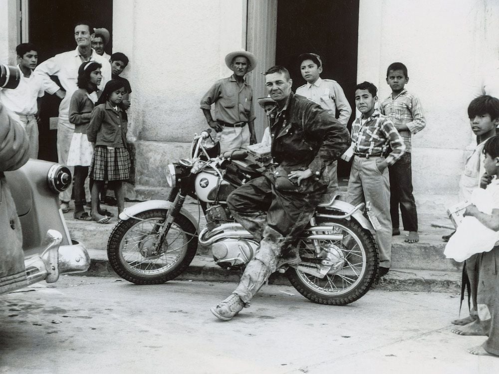 Where it all started. Dave Ekins and his 1962 CL72 scrambler in La Paz. Easy to see where most of the design inspirations for the SCL500 came from. Fun fact: The new bike is called a CL500 in other parts of the world, but SCL500 in the US, as Mercedes already owns the CL500 trademark here.