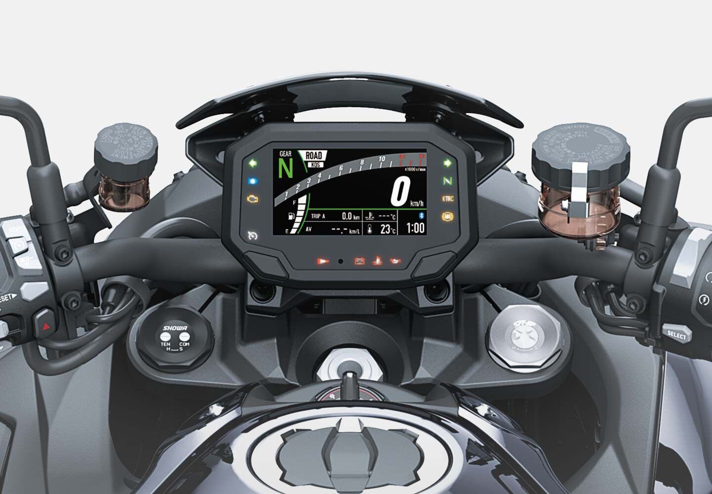 Color TFT display gives access to all the Z H2’s gadgets and settings.