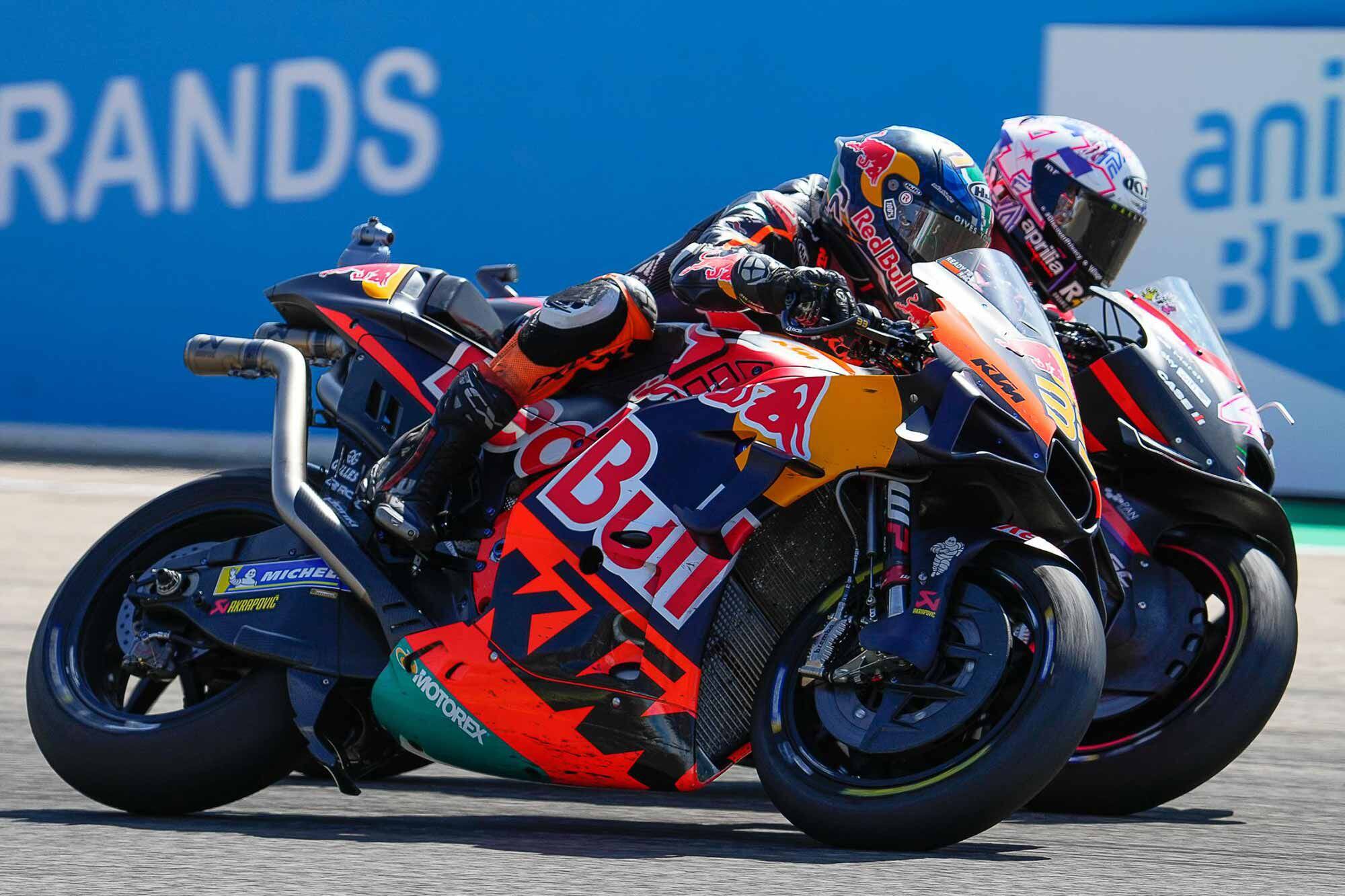 Brad Binder was fourth at Aragon on his KTM–the first Japanese factory bike was Álex Rins (Suzuki) in ninth.