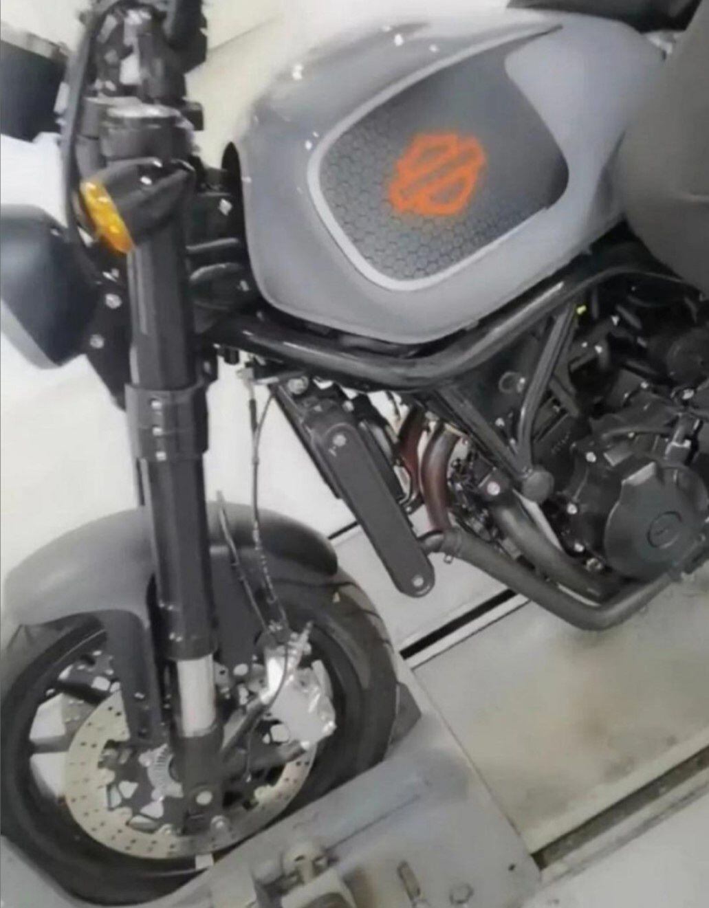Harley badging on the reshaped tank and other new details and styling are what distinguishes this bike from the Leoncino.