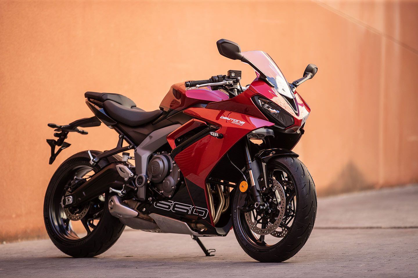 The 2025 Triumph Daytona 660 in Carnival Red.