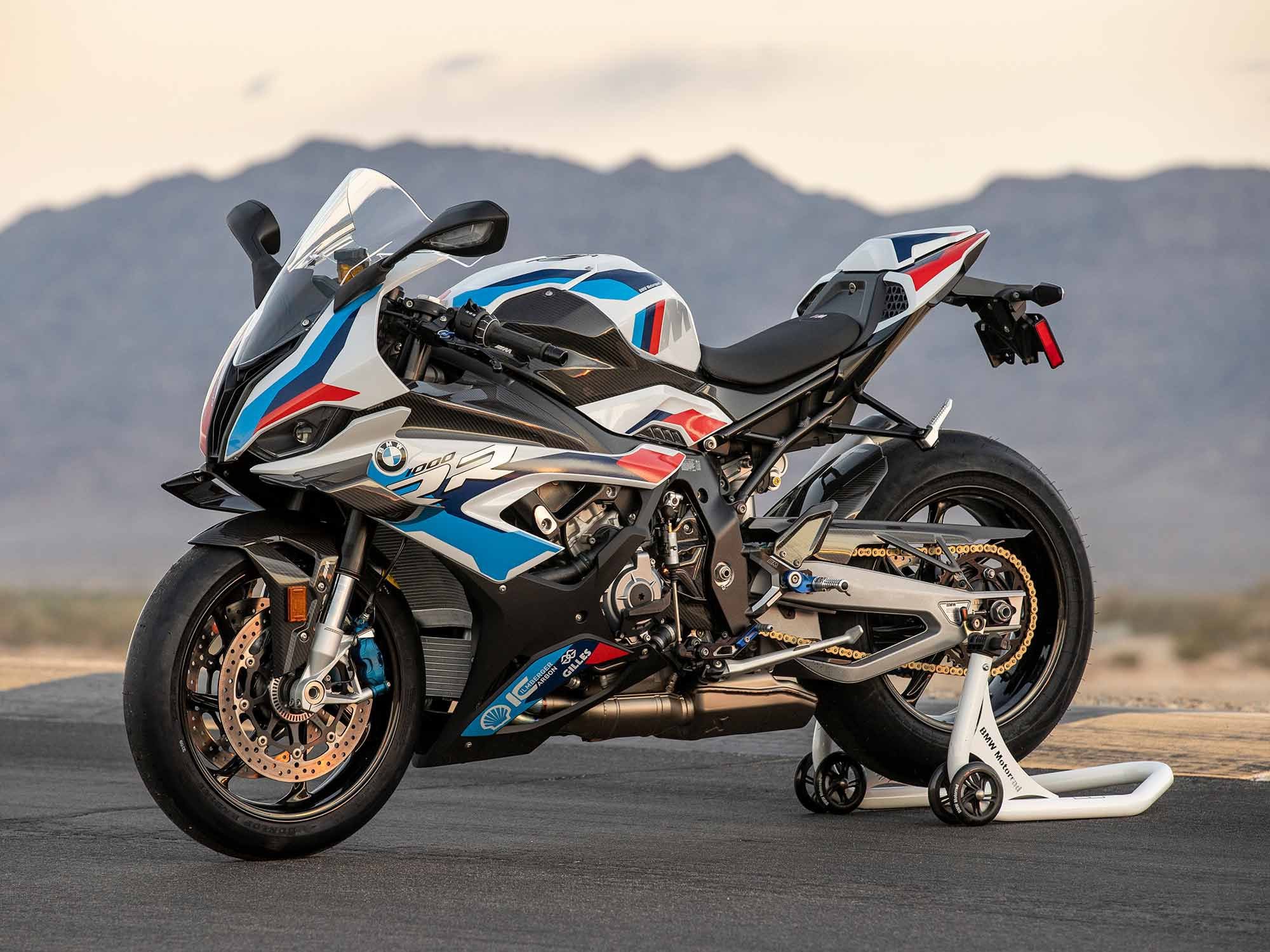 The M 1000 RR has an aggressive stance and tight dimensions that complement its lightweight handling.