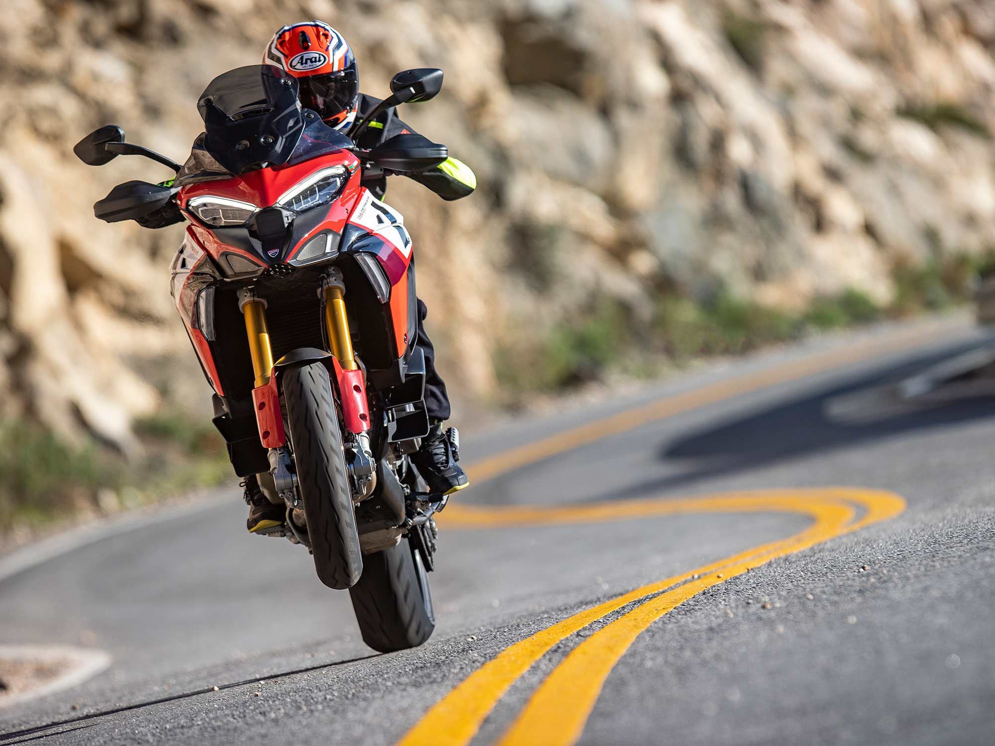Ducati nailed a split personality with the Pikes Peak. Everything about it is rider friendly at a leisurely pace, but it's playful in the right conditions. Have we ever mentioned wheelies save from front tire wear?