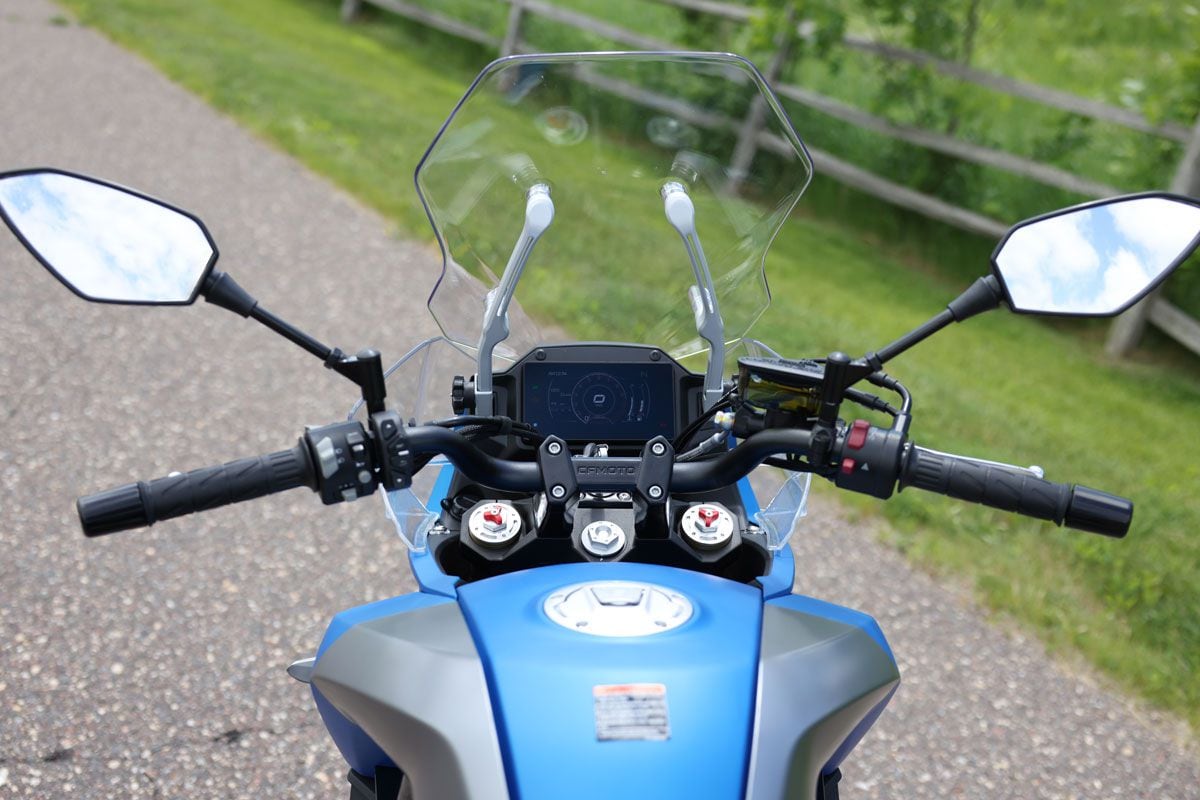 A look at the 650 Adventura’s cockpit, which blocks much wind for riders.