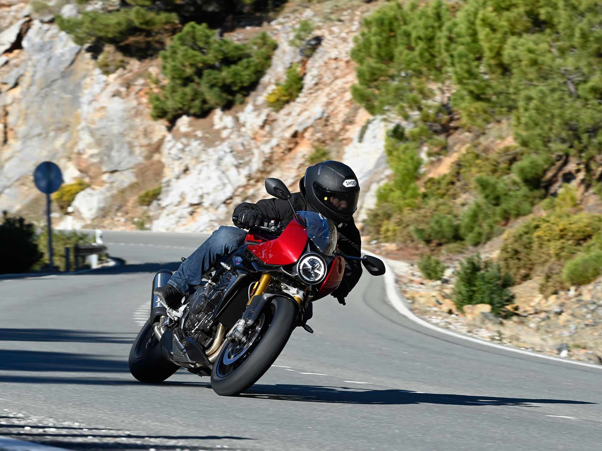 A comfortable riding position and electronic suspension make sense for all-day enjoyment on mountain roads.