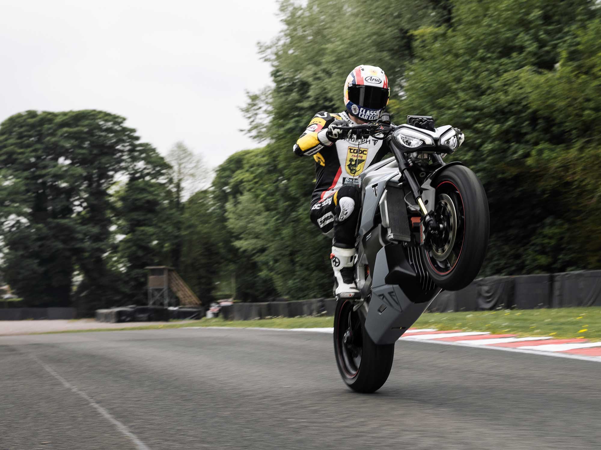 Triumph says the TE-1 is quicker than a Speed Triple 1200.