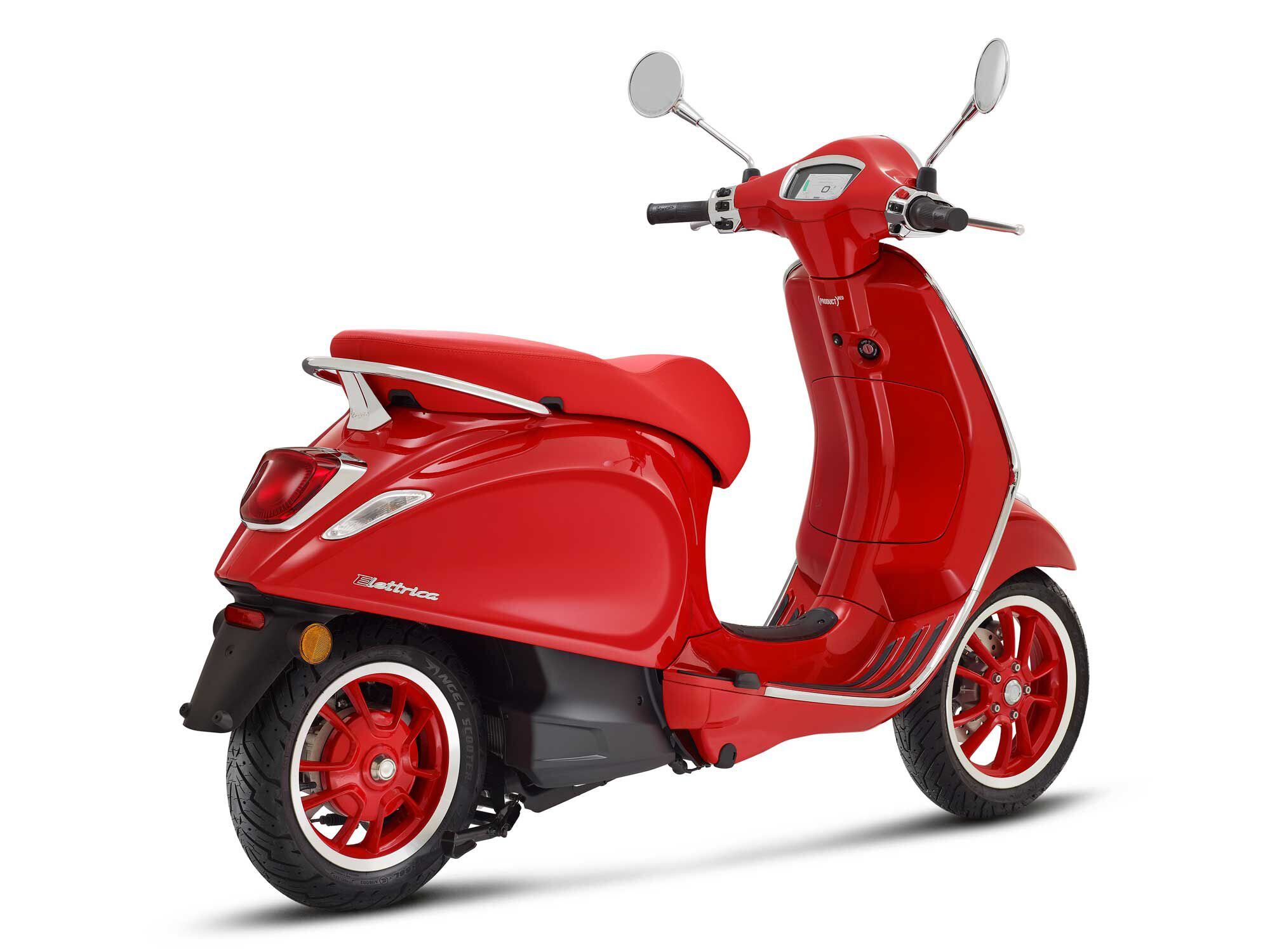 Nearly every surface of the (Vespa Elettrica) RED is, well, red.