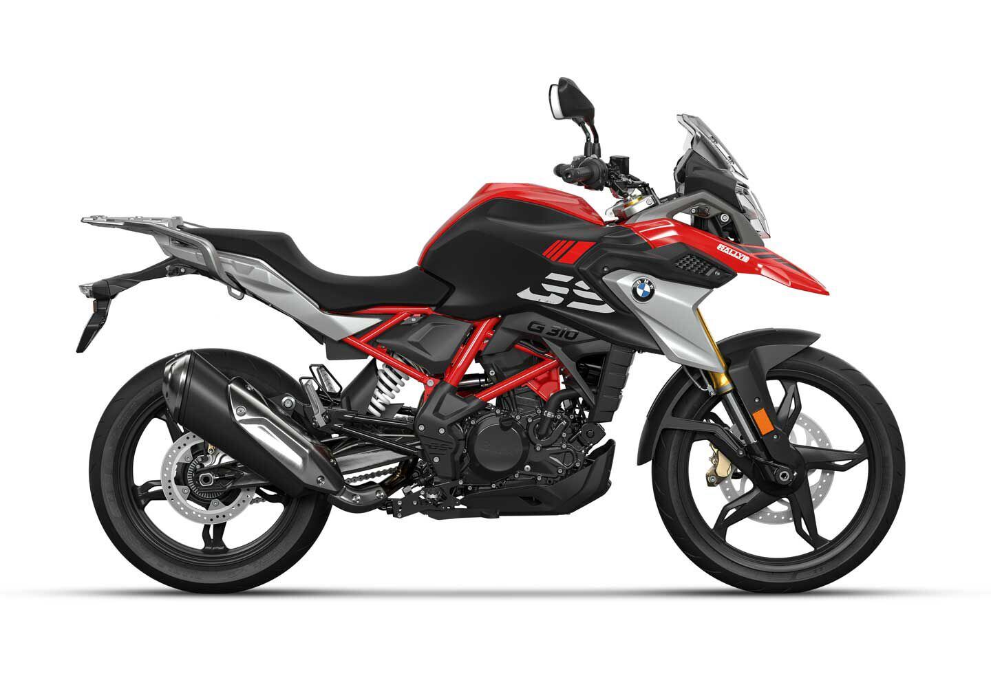 2024 BMW G 310 GS in Racing Red.