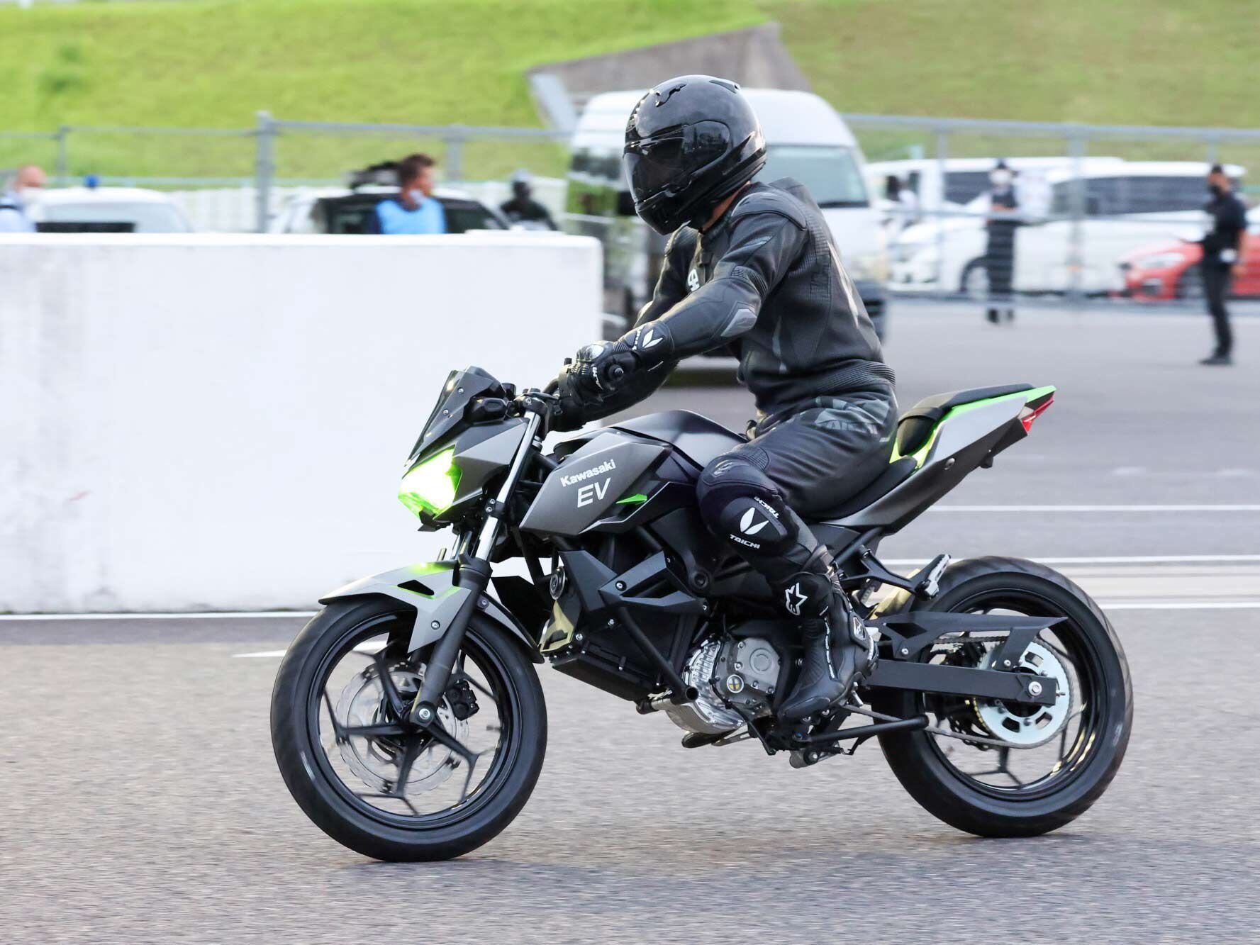 The EV prototype also seen at Suzuka, was designed to be the equivalent of a 125cc internal-combustion powered motorcycle.