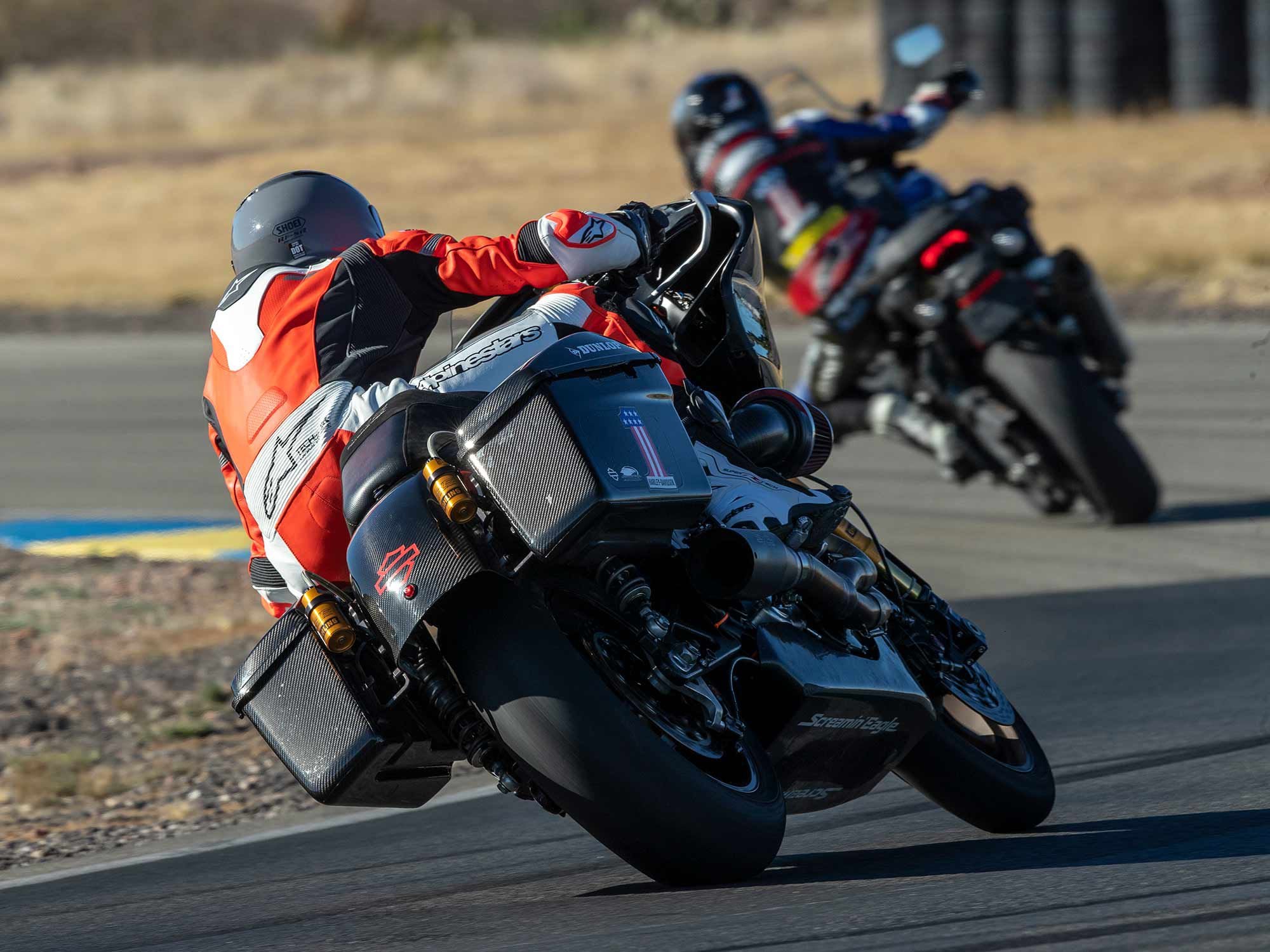 Who could have imagined the irony of chasing MotoAmerica King of the Baggers champion Kyle Wyman around a racetrack aboard a factory-built high-performance bagger while he’s ripping a Harley-Davidson Pan America Special?