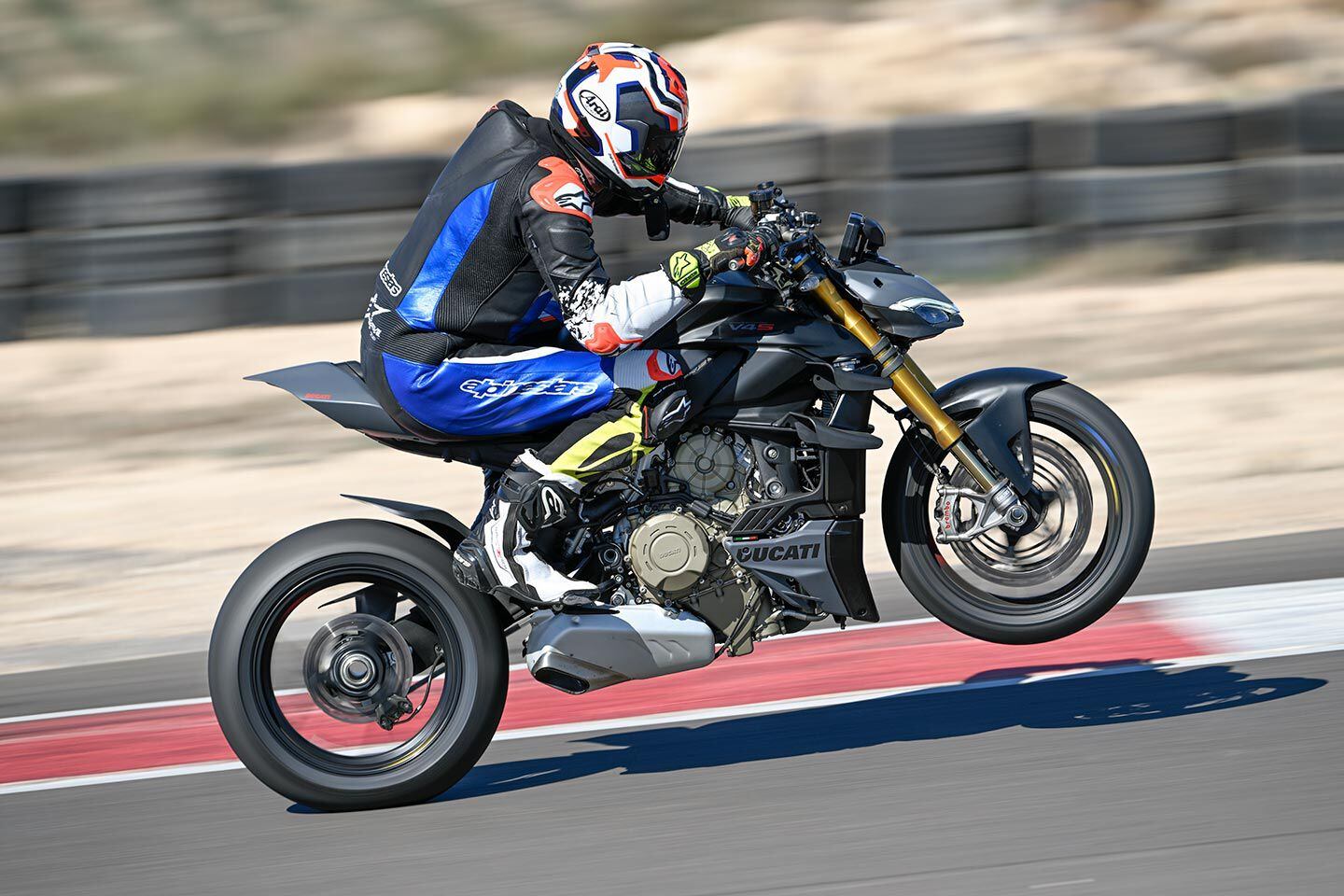 Wheelie control and winglets can only do so much when you have over 200 hp at your disposal. Interestingly, Ducati said it tried multiple winglet configurations for 2023 but couldn’t find a more efficient layout than what was already being used.