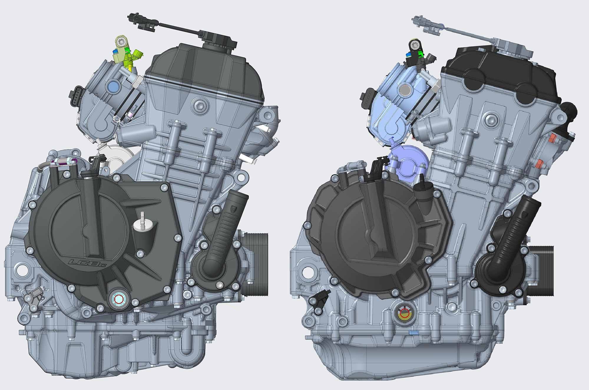 Images showing the new engine (left) and equivalent images of the existing LC8c (right) allow easy comparison.
