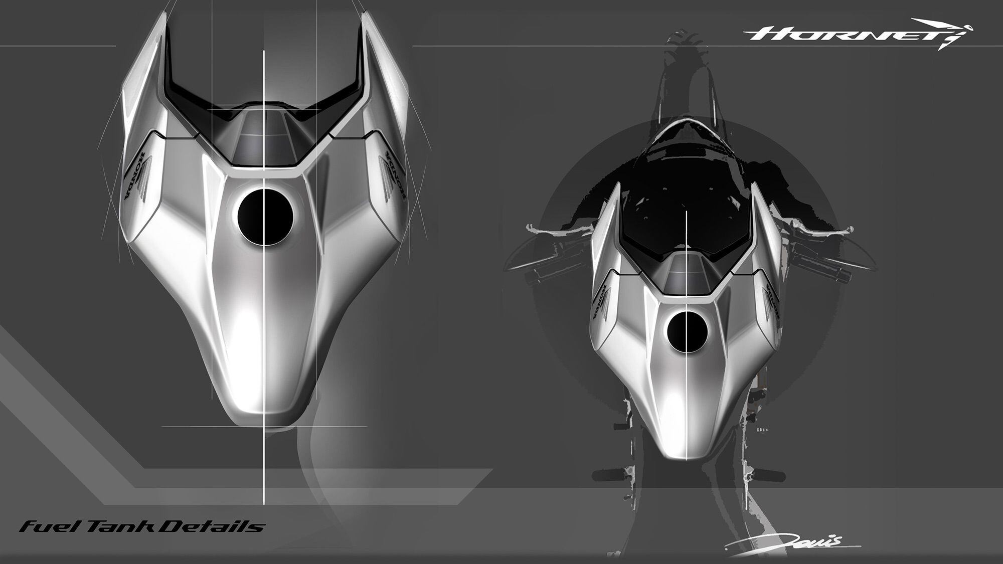 Design sketches of the Hornet’s tank cover and cockpit.