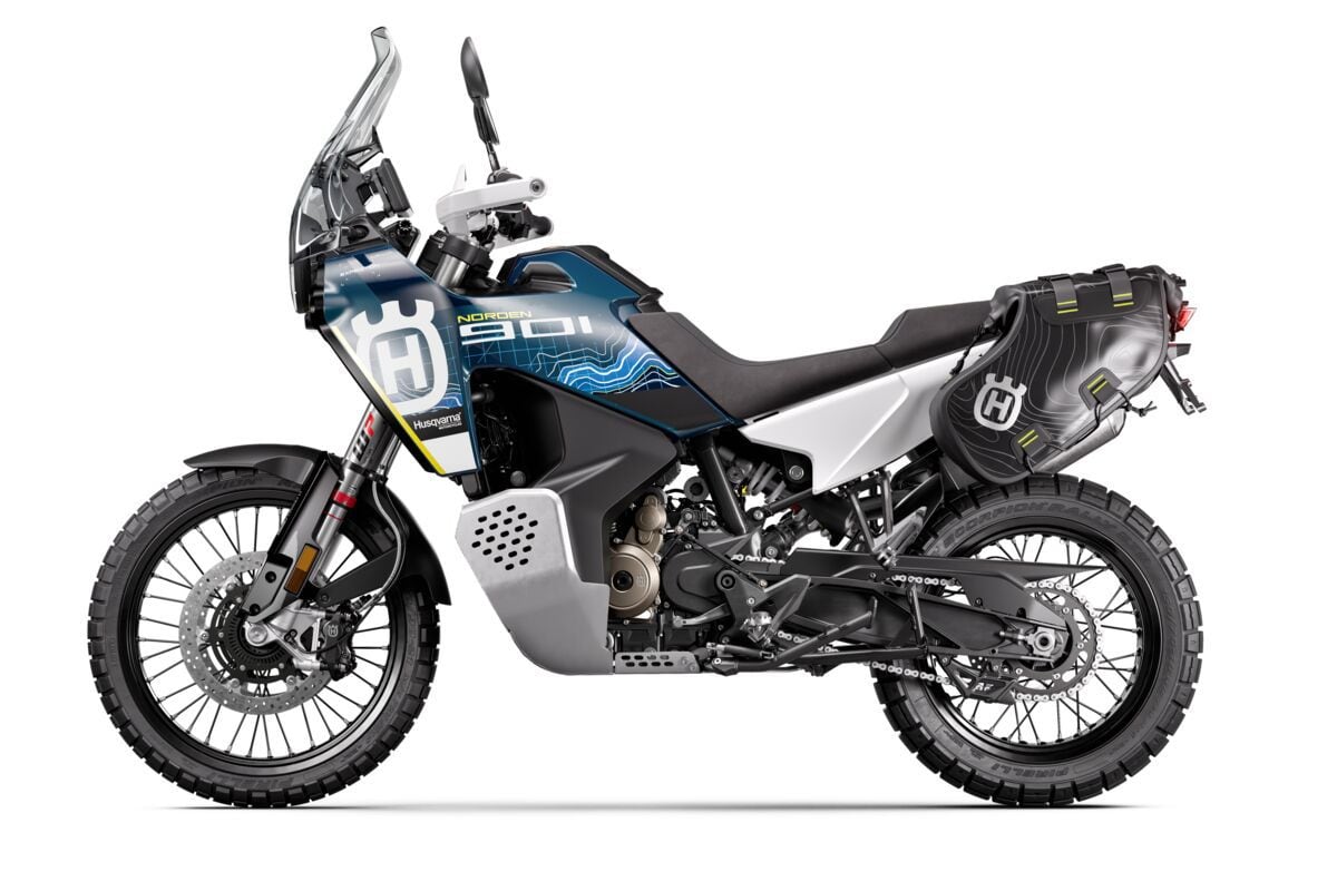 Left side view of the 2023 Husqvarna Norden 901 Expedition.