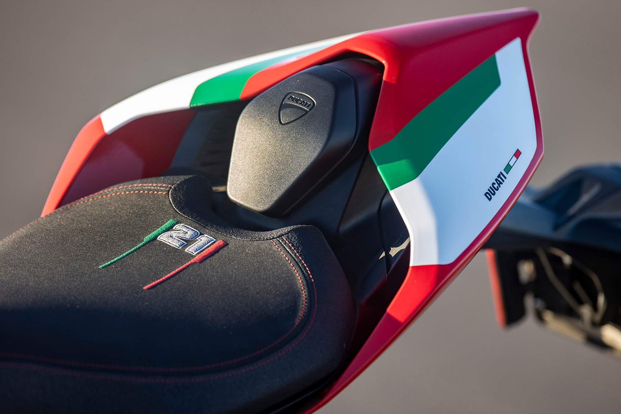 The seat gets the special-edition treatment, but I wished I had a bit more room to move my rear end back and forth for a better riding position.