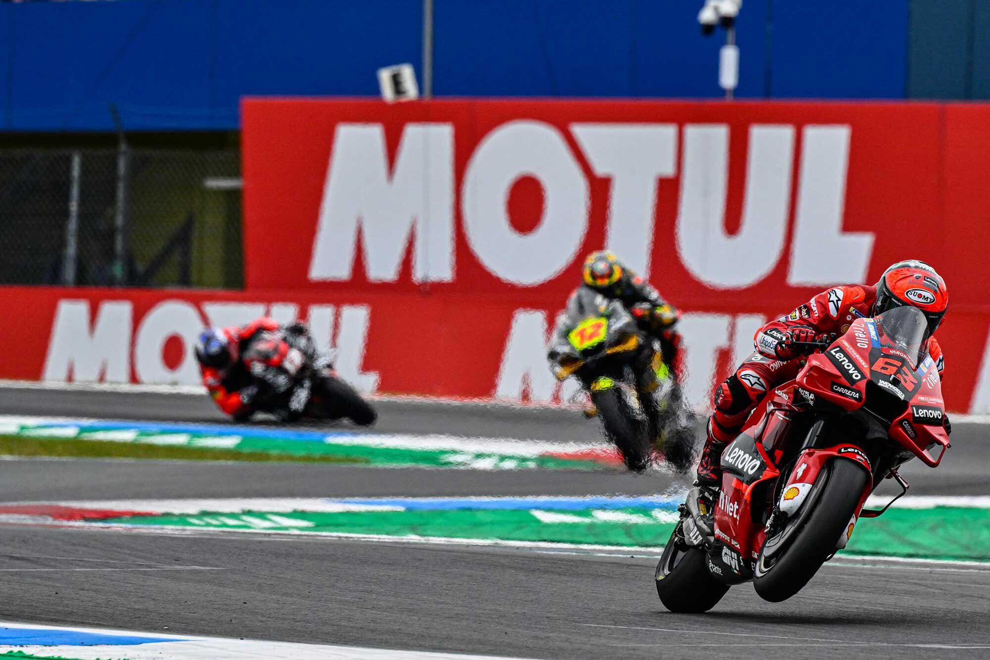 “Pecco” Bagnaia qualified on the pole, scored the holeshot, set a lap record and won the event—a clean sweep in anyone’s book.