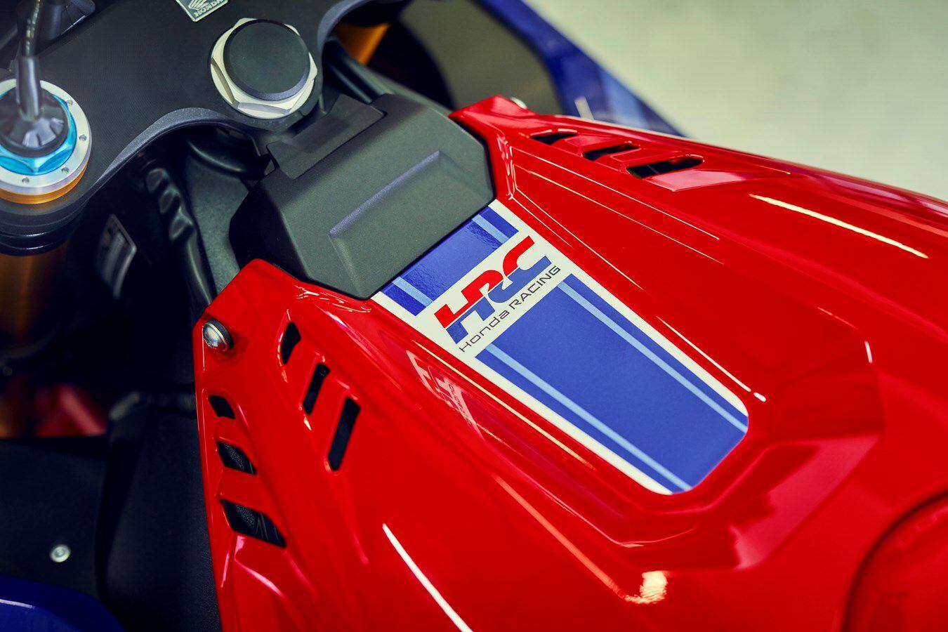 The fuel tank has been altered to allow the rider to get tucked in more.
