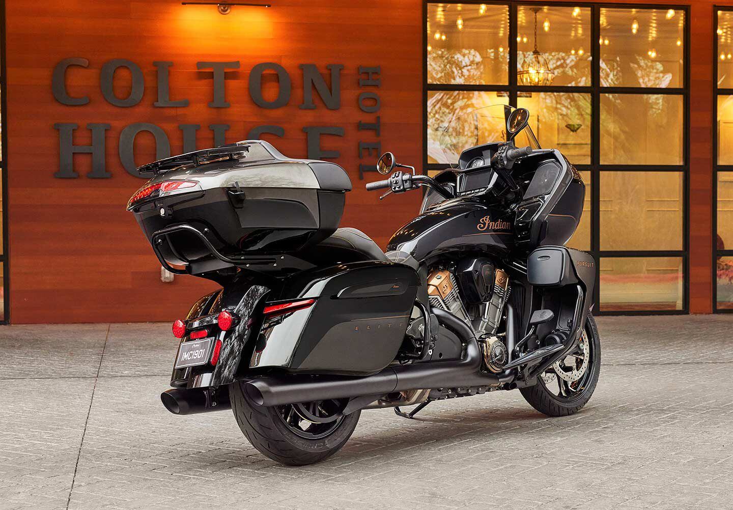 As on the base model, you get a cargo trunk and top-loading weatherproof saddlebags, good for more than 35 gallons of storage in total. Luggage is also remote-locking.